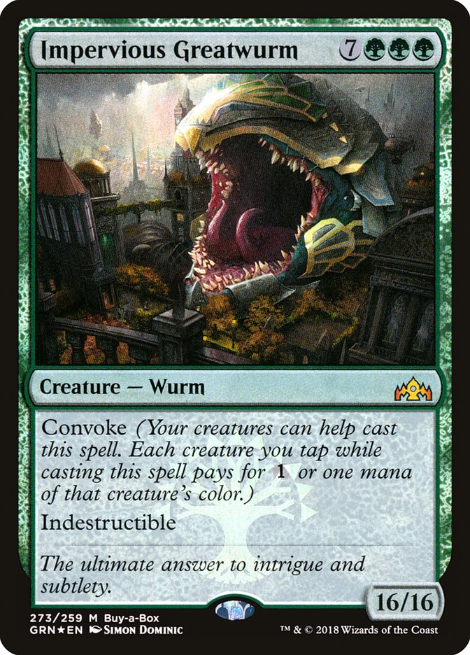 Impervious Greatwurm (Buy-A-Box) [Guilds of Ravnica] | The Time Vault CA