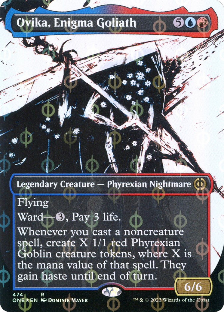 Ovika, Enigma Goliath (Borderless Ichor Step-and-Compleat Foil) [Phyrexia: All Will Be One] | The Time Vault CA