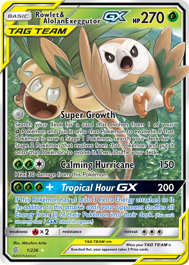 Rowlet & Alolan Exeggutor GX (1/236) [Sun & Moon: Unified Minds] | The Time Vault CA