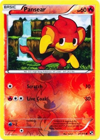Pansear (21/114) (Energy Reverse Holo) [Black & White: Base Set] | The Time Vault CA