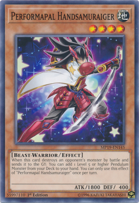 Performapal Handsamuraiger [MP19-EN145] Common | The Time Vault CA