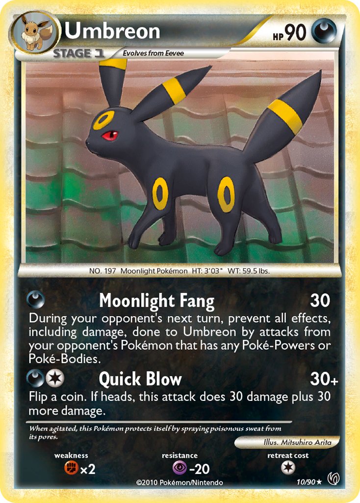 Umbreon (10/90) (Cracked Ice Holo) (Theme Deck Exclusive) [HeartGold & SoulSilver: Undaunted] | The Time Vault CA