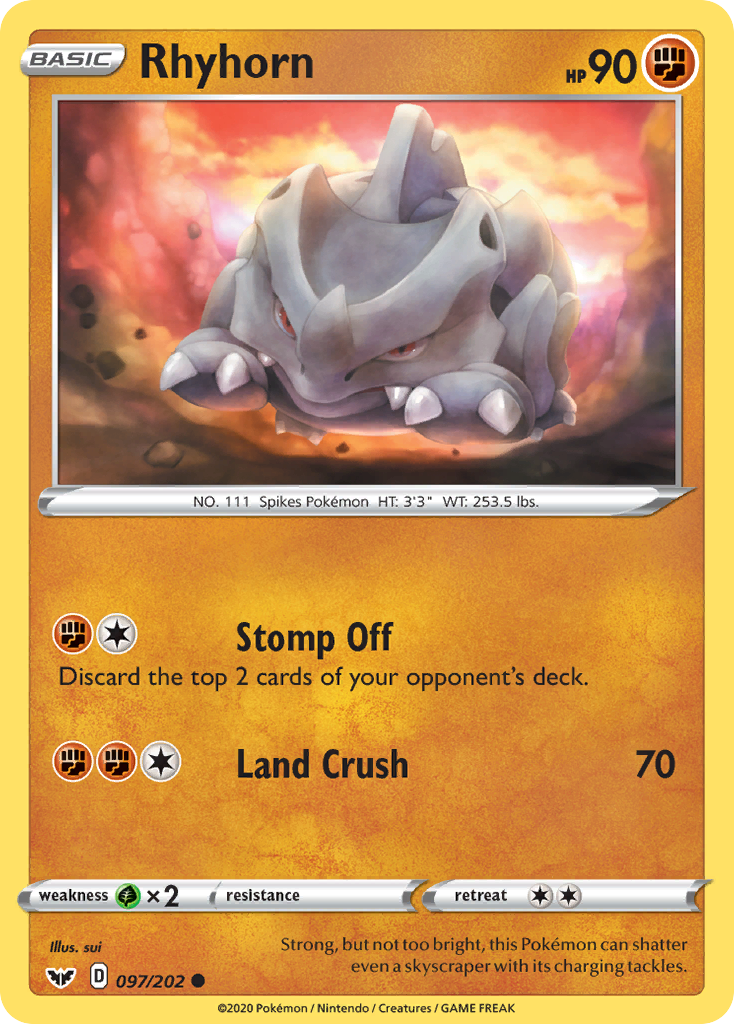 Rhyhorn (097/202) [Sword & Shield: Base Set] | The Time Vault CA