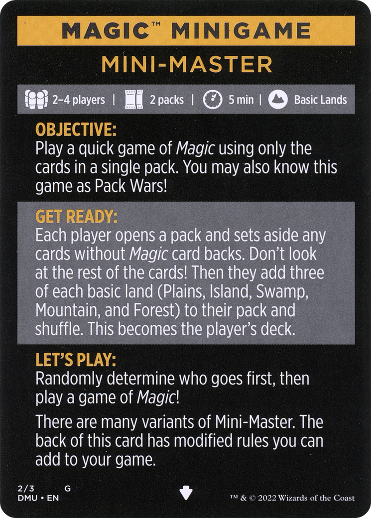 Mini-Master (Magic Minigame) [Commander Legends: Battle for Baldur's Gate Minigame] | The Time Vault CA