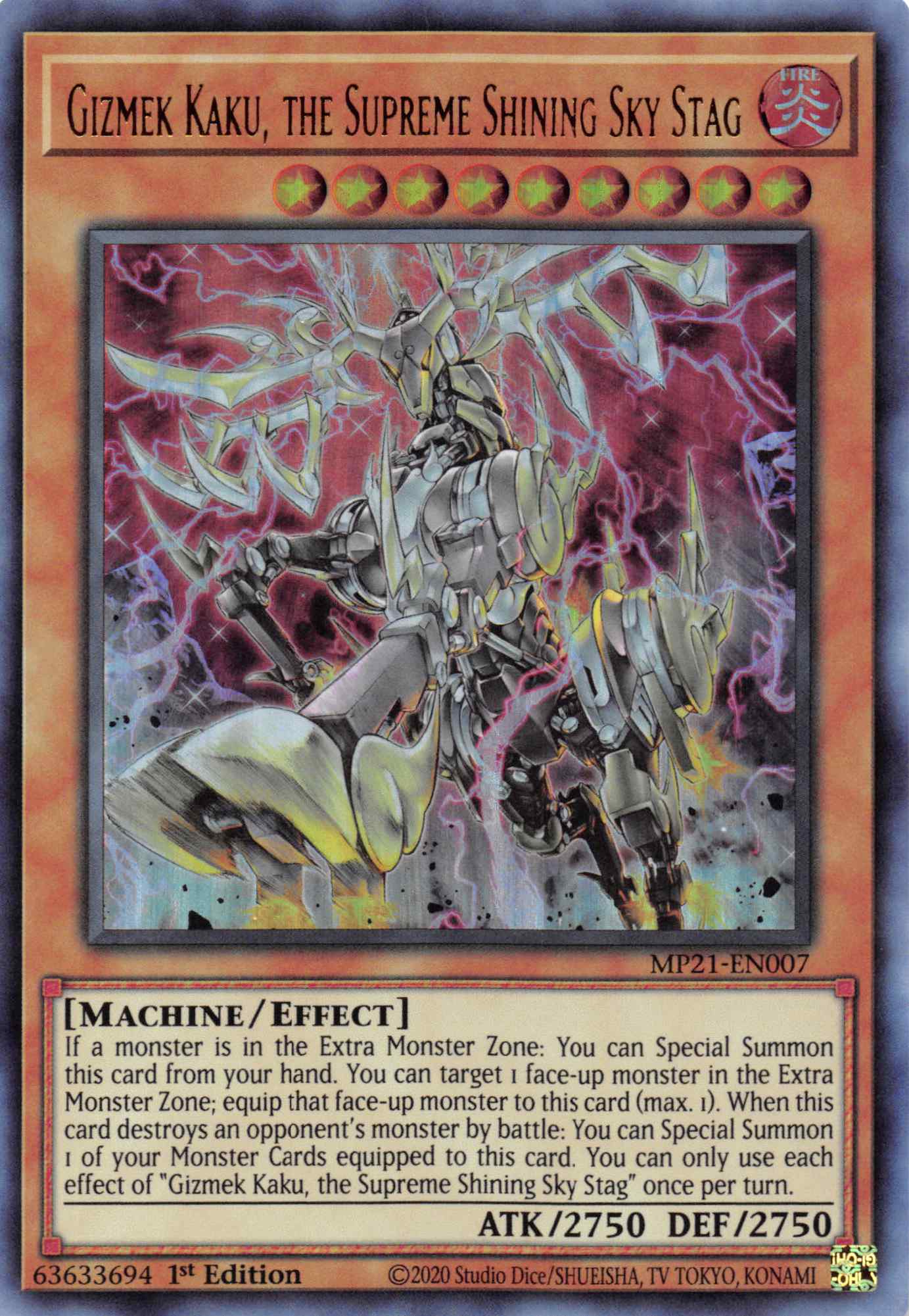 Gizmek Kaku, the Supreme Shining Sky Stag [MP21-EN007] Ultra Rare | The Time Vault CA