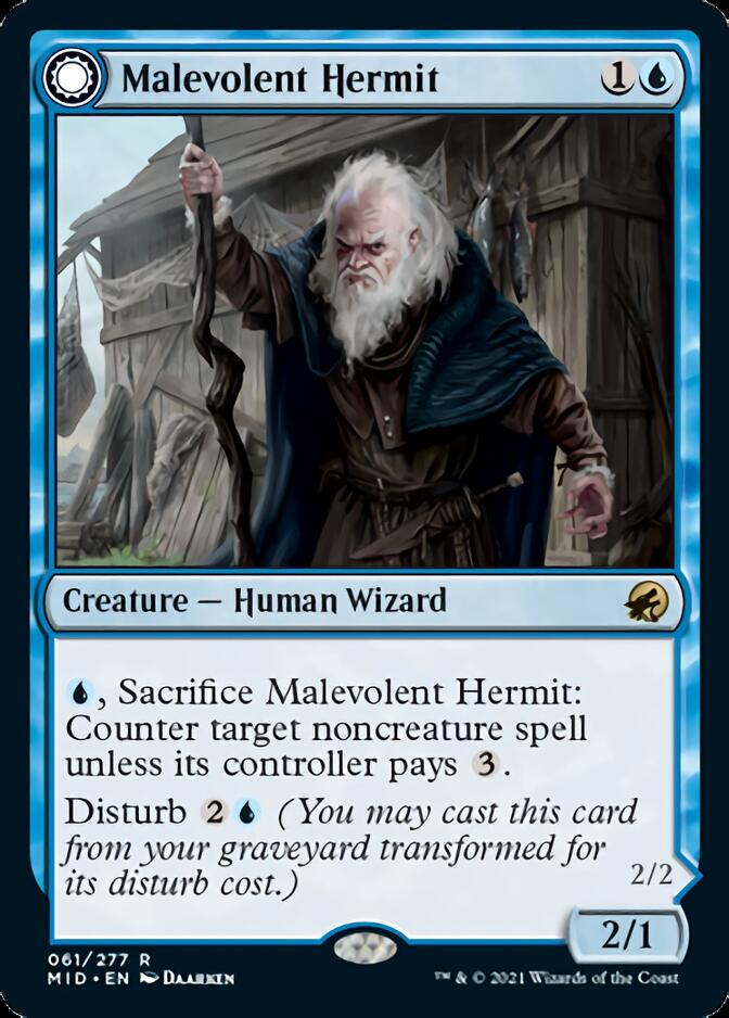 Malevolent Hermit // Benevolent Geist [Innistrad: Midnight Hunt] | The Time Vault CA