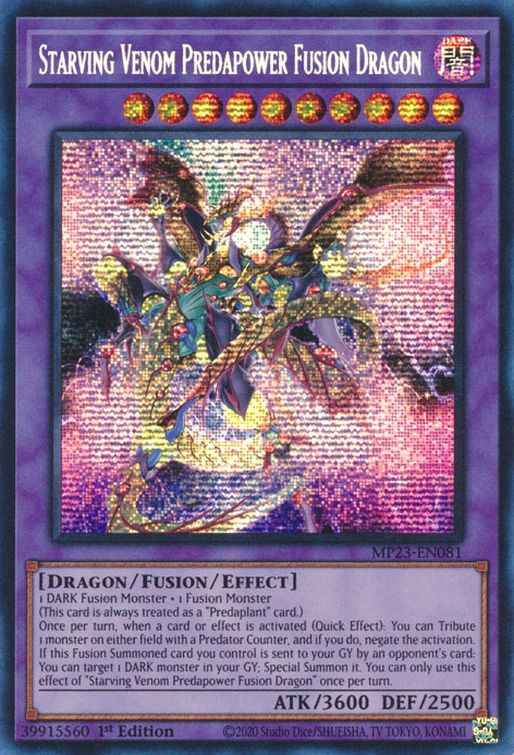 Starving Venom Predapower Fusion Dragon [MP23-EN081] Prismatic Secret Rare | The Time Vault CA