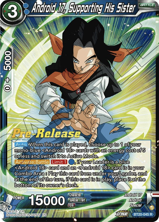 Android 17, Supporting His Sister (BT20-045) [Power Absorbed Prerelease Promos] | The Time Vault CA