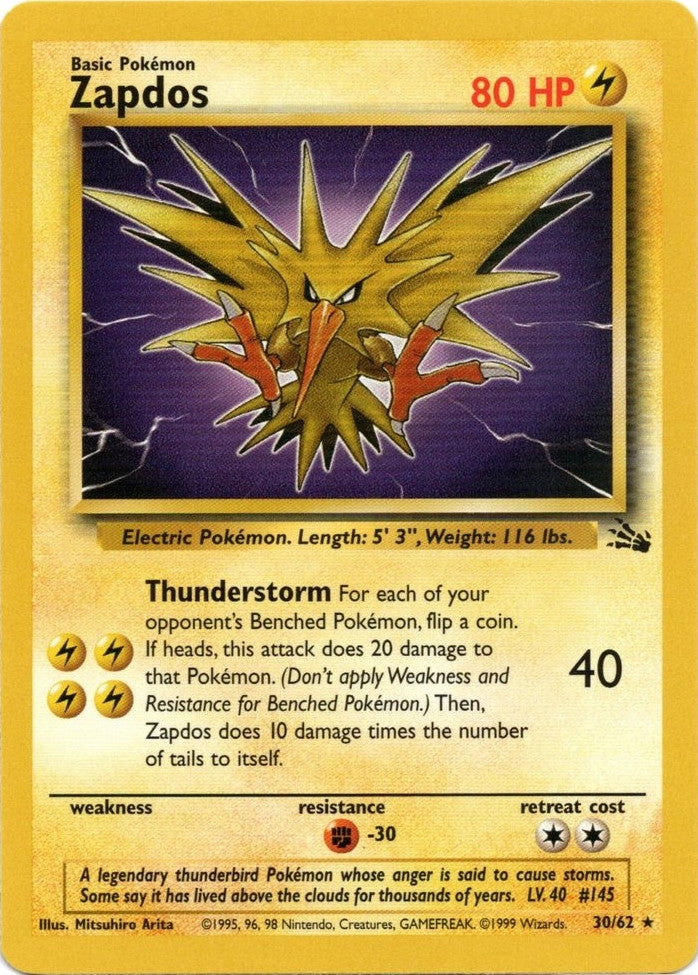 Zapdos (30/62) [Fossil Unlimited] | The Time Vault CA