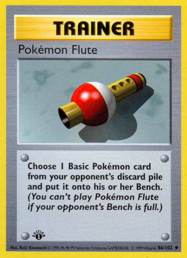 Pokemon Flute (86/102) (Shadowless) [Base Set 1st Edition] | The Time Vault CA