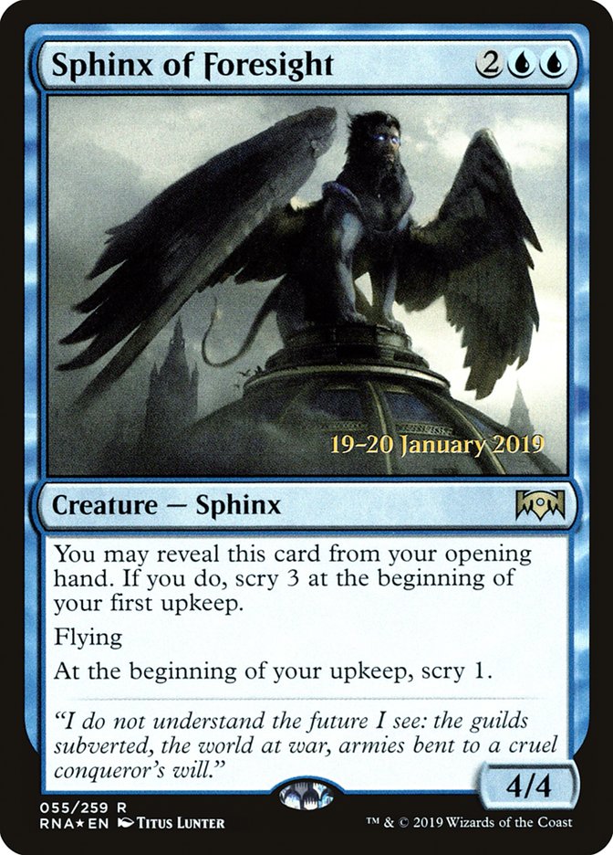 Sphinx of Foresight [Ravnica Allegiance Prerelease Promos] | The Time Vault CA