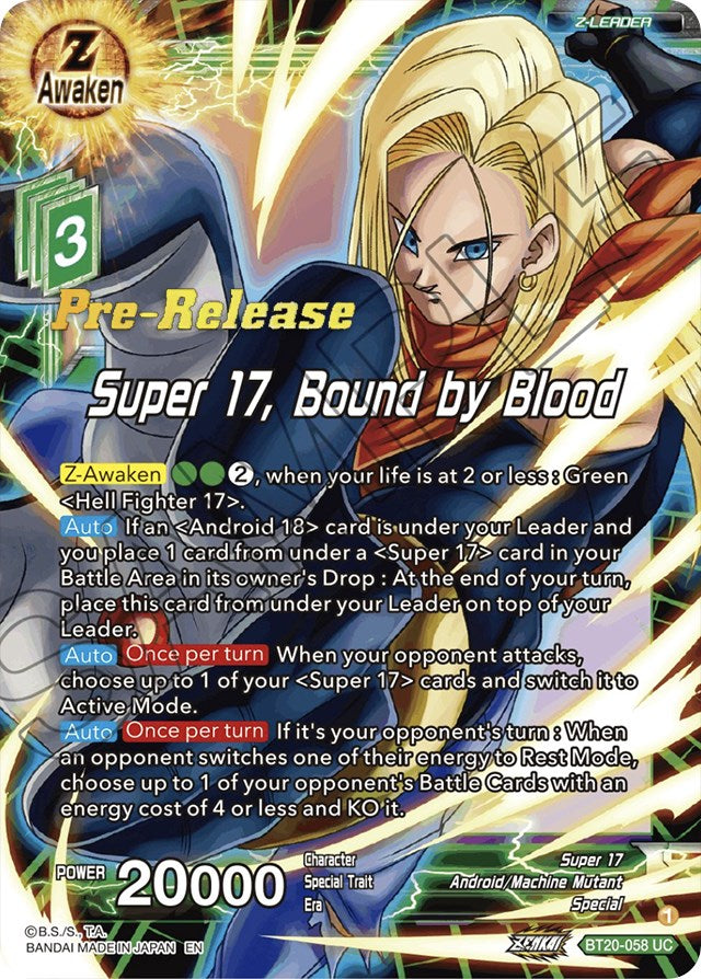 Super 17, Bound by Blood (BT20-058) [Power Absorbed Prerelease Promos] | The Time Vault CA