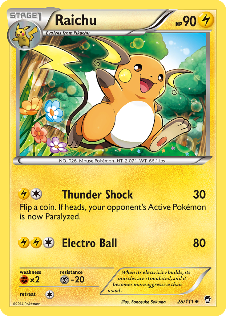 Raichu (28/111) [XY: Furious Fists] | The Time Vault CA