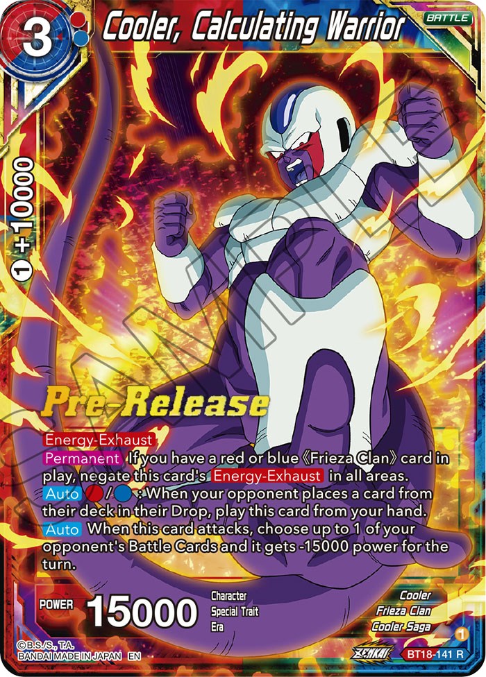 Cooler, Calculated Warrior (BT18-141) [Dawn of the Z-Legends Prerelease Promos] | The Time Vault CA