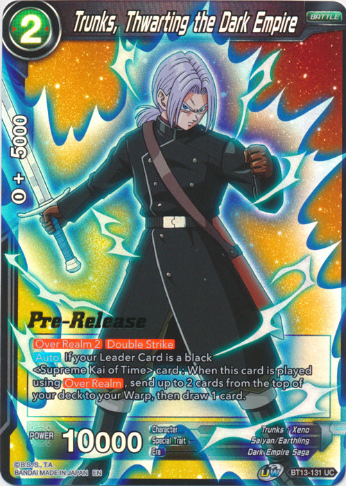 Trunks, Thwarting the Dark Empire (BT13-131) [Supreme Rivalry Prerelease Promos] | The Time Vault CA