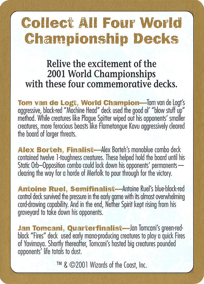 2001 World Championships Ad [World Championship Decks 2001] | The Time Vault CA