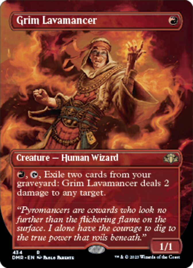 Grim Lavamancer (Borderless Alternate Art) [Dominaria Remastered] | The Time Vault CA