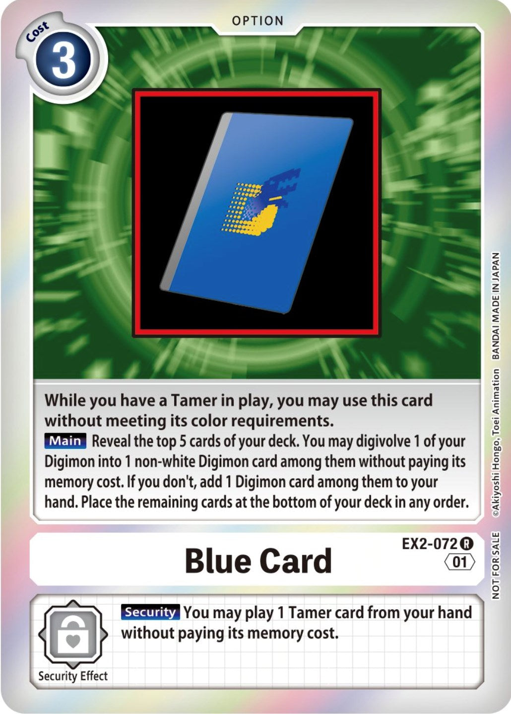 Blue Card [EX2-072] (Event Pack 4) [Digital Hazard Promos] | The Time Vault CA
