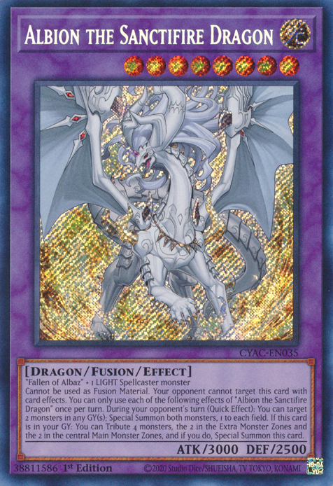 Albion the Sanctifire Dragon [CYAC-EN035] Secret Rare | The Time Vault CA