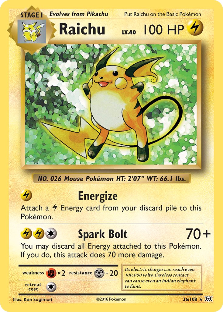 Raichu (36/108) (Theme Deck Exclusive) [XY: Evolutions] | The Time Vault CA