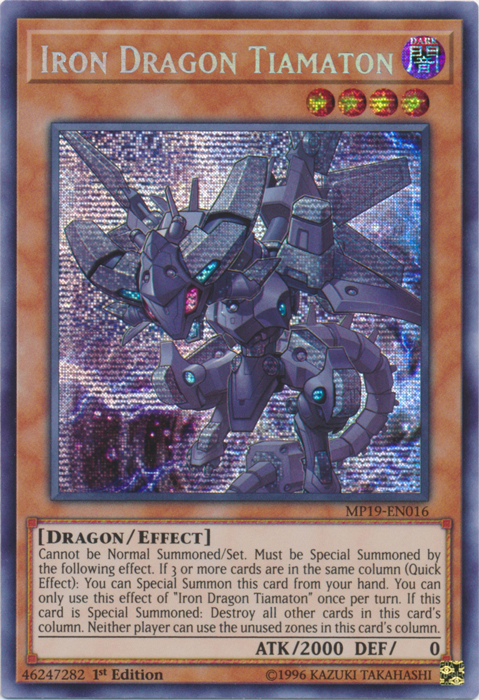 Iron Dragon Tiamaton [MP19-EN016] Prismatic Secret Rare | The Time Vault CA