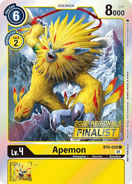 Apemon [BT6-038] (2022 Championship Online Regional) (Online Finalist) [Double Diamond Promos] | The Time Vault CA