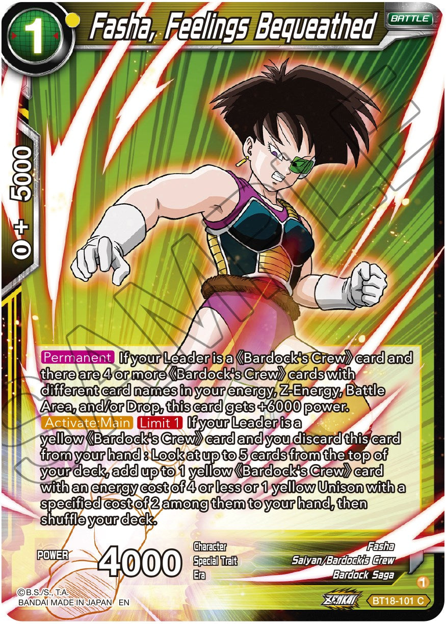 Fasha, Feelings Bequeathed (BT18-101) [Dawn of the Z-Legends] | The Time Vault CA