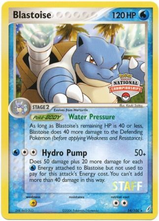 Blastoise (14/100) (National Championship Promo Staff) [EX: Crystal Guardians] | The Time Vault CA