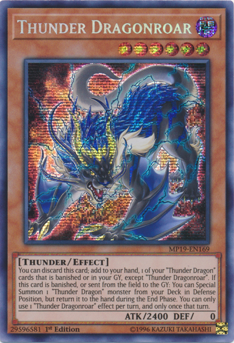 Thunder Dragonroar [MP19-EN169] Prismatic Secret Rare | The Time Vault CA