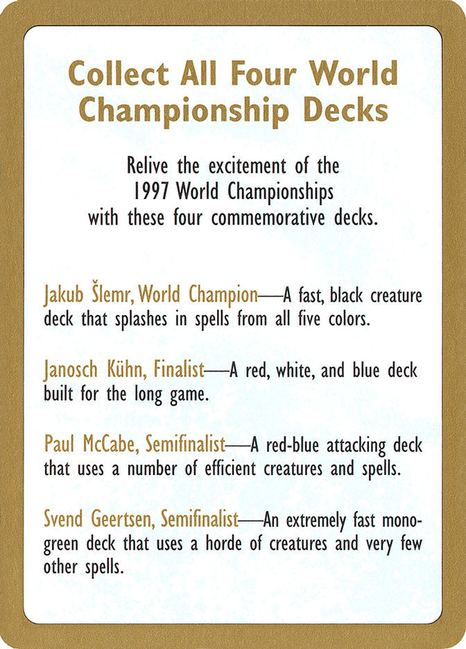 1997 World Championships Ad [World Championship Decks 1997] | The Time Vault CA