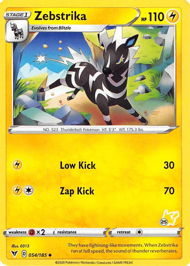 Zebstrika (054/185) (Pikachu Stamp #25) [Battle Academy 2022] | The Time Vault CA