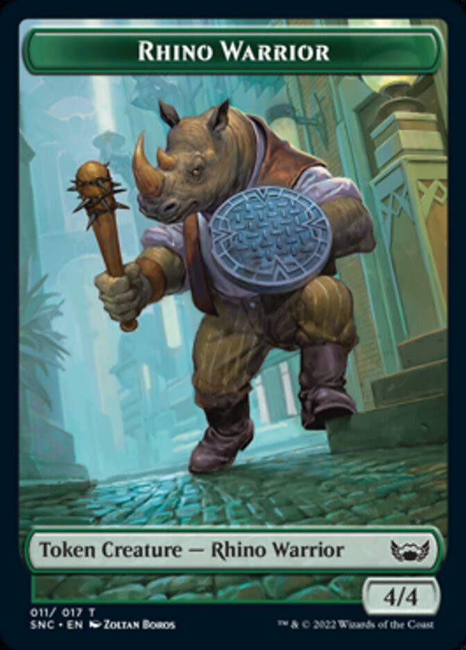 Fish // Rhino Warrior Double-sided Token [Streets of New Capenna Tokens] | The Time Vault CA