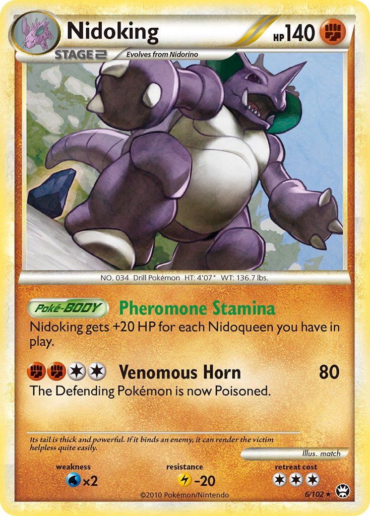 Nidoking (6/102) (Cracked Ice Holo) (Theme Deck Exclusive) [HeartGold & SoulSilver: Triumphant] | The Time Vault CA