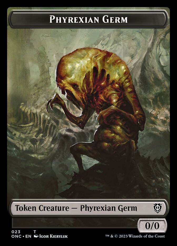 Phyrexian Mite (011) // Phyrexian Germ Double-Sided Token [Phyrexia: All Will Be One Commander Tokens] | The Time Vault CA