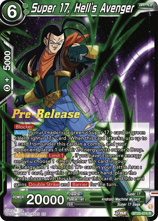 Super 17, Hell's Avenger (BT20-074) [Power Absorbed Prerelease Promos] | The Time Vault CA