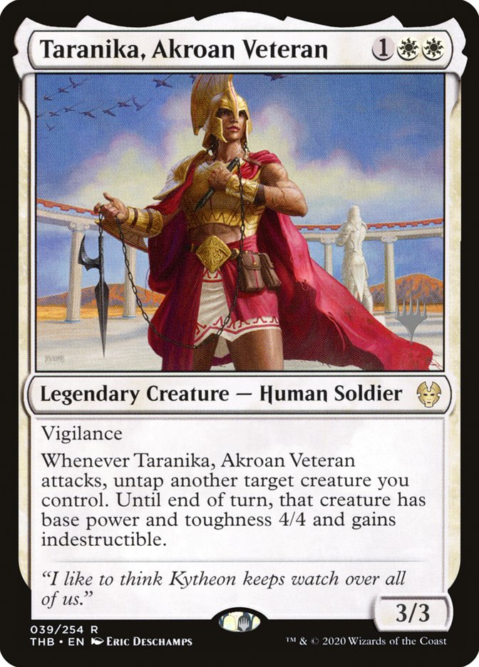 Taranika, Akroan Veteran (Promo Pack) [Theros Beyond Death Promos] | The Time Vault CA