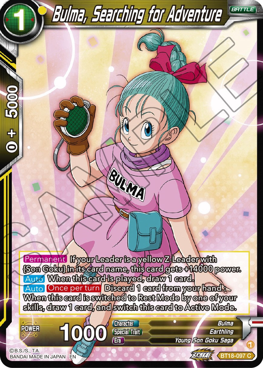 Bulma, Searching for Adventure (BT18-097) [Dawn of the Z-Legends] | The Time Vault CA