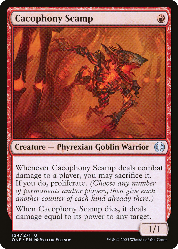 Cacophony Scamp [Phyrexia: All Will Be One] | The Time Vault CA