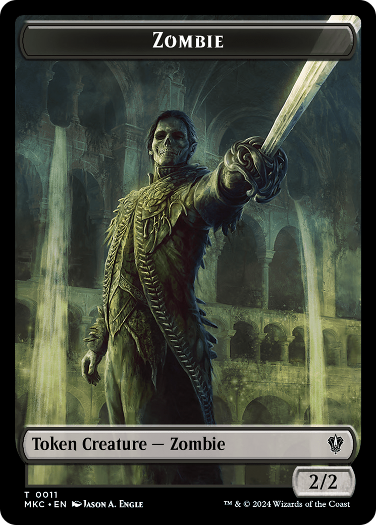 Salamander Warrior // Zombie Double-Sided Token [Murders at Karlov Manor Commander Tokens] | The Time Vault CA