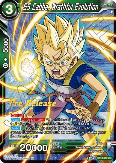 SS Cabba, Wrathful Evolution (BT16-059) [Realm of the Gods Prerelease Promos] | The Time Vault CA