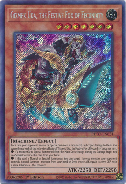 Gizmek Uka, the Festive Fox of Fecundity [ETCO-EN031] Secret Rare | The Time Vault CA