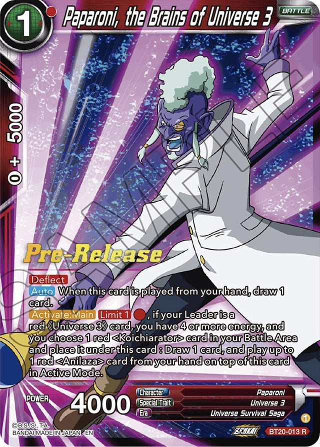 Paparoni, the Brains of Universe 3 (BT20-013) [Power Absorbed Prerelease Promos] | The Time Vault CA