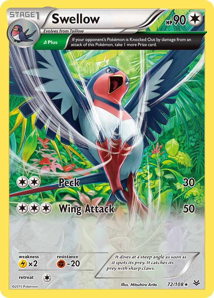 Swellow (72/108) (Theme Deck Exclusive) [XY: Roaring Skies] | The Time Vault CA