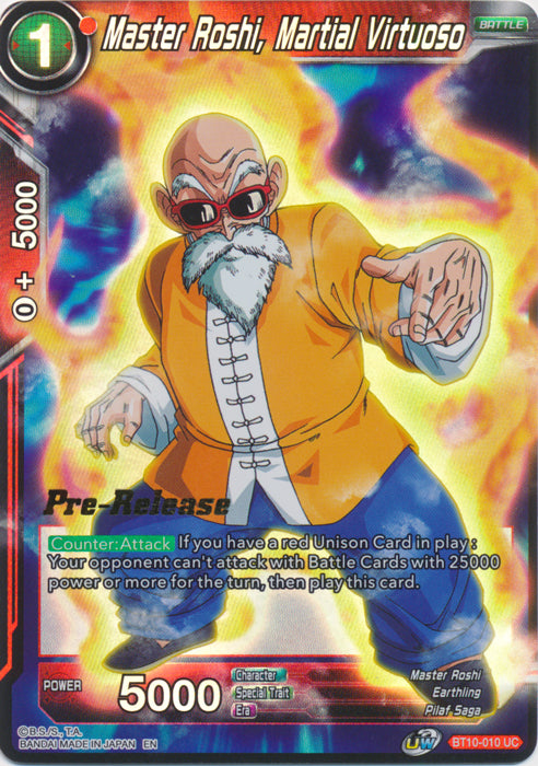 Master Roshi, Martial Virtuoso (BT10-010) [Rise of the Unison Warrior Prerelease Promos] | The Time Vault CA