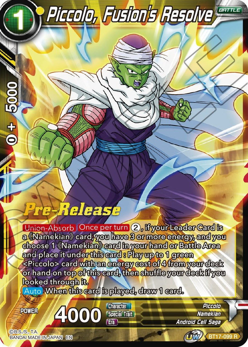 Piccolo, Fusion's Resolve (BT17-099) [Ultimate Squad Prerelease Promos] | The Time Vault CA