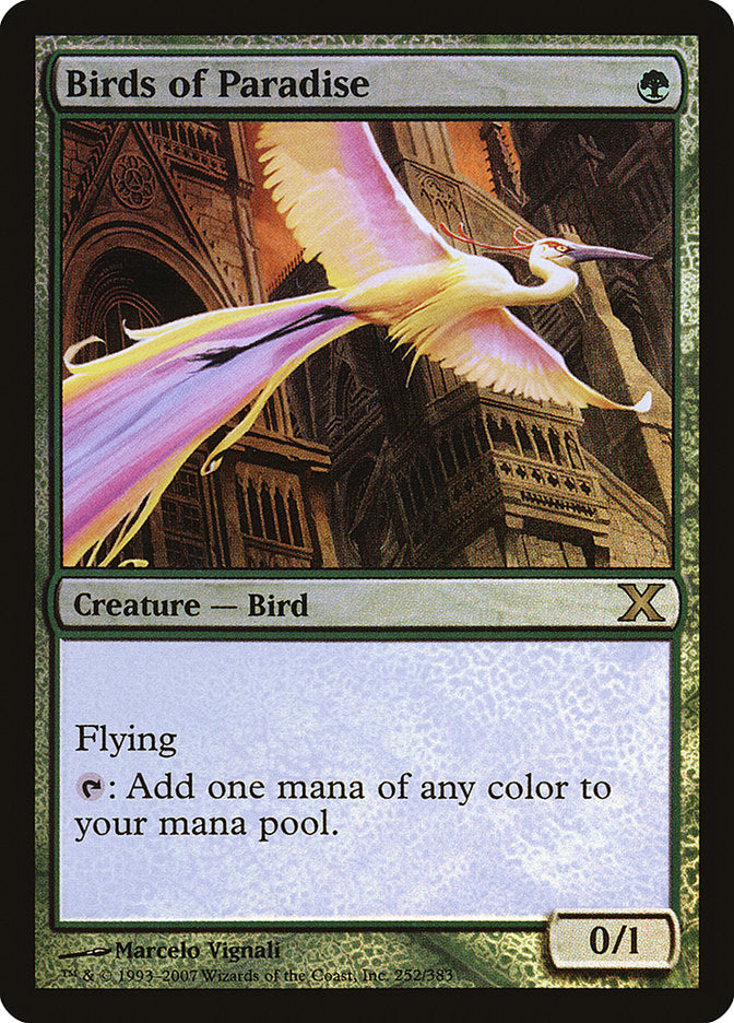 Birds of Paradise (Premium Foil) [Tenth Edition] | The Time Vault CA