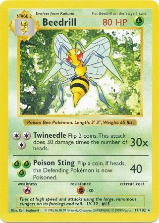 Beedrill (17/102) [Base Set Shadowless Unlimited] | The Time Vault CA