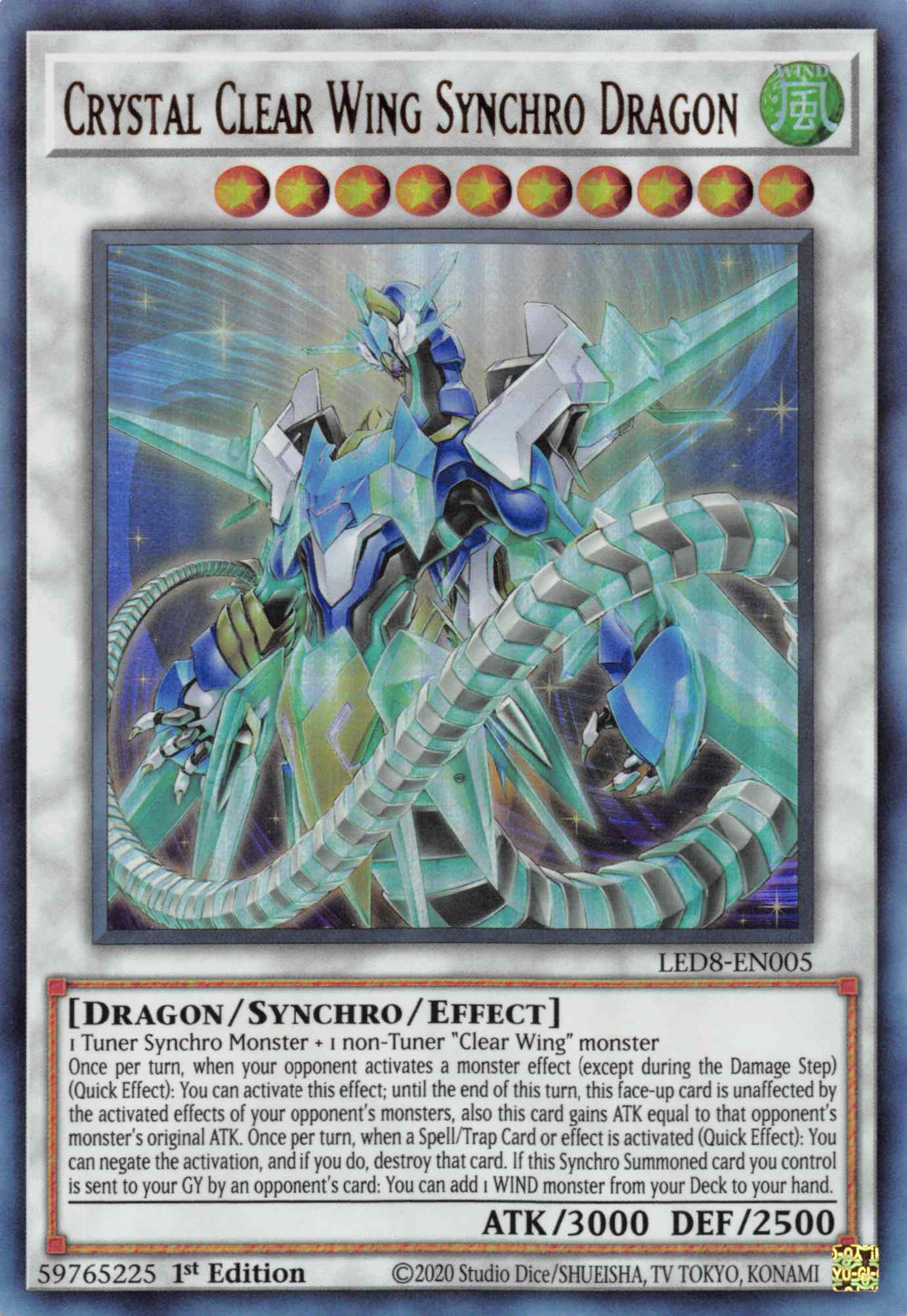 Crystal Clear Wing Synchro Dragon [LED8-EN005] Ultra Rare | The Time Vault CA