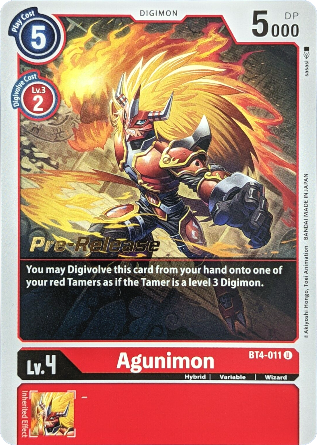 Agunimon [BT4-011] [Great Legend Pre-Release Promos] | The Time Vault CA