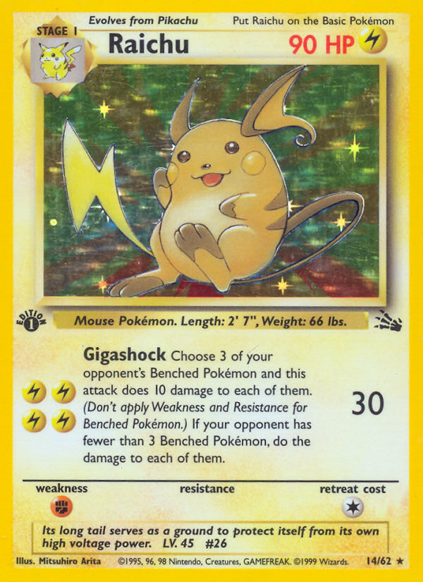 Raichu (14/62) [Fossil 1st Edition] | The Time Vault CA